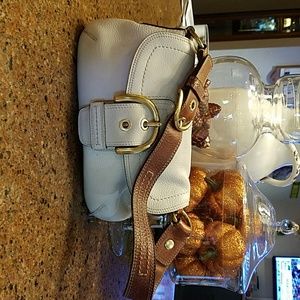 Coach Leather Ivory and Tan shoulder bag